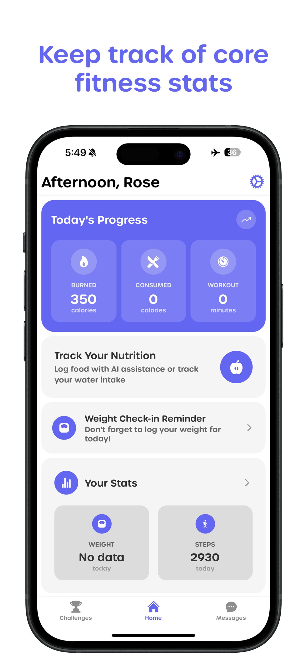 Yomp Home Screen showing AI calorie tracking interface